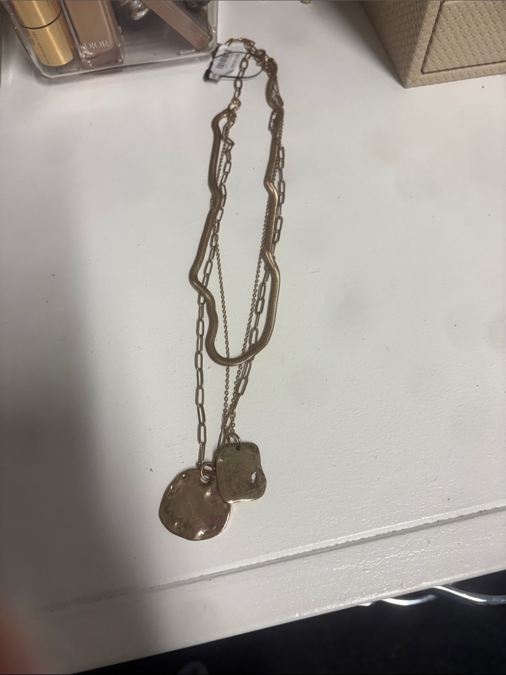 Free People Gold-Tone Layered Necklace with Organic Disc Charms